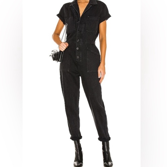 pistola Pants - Pistola BlackDenim Grover Button Front Utilitarian Sporty Cotton Jumpsuit NWOT M